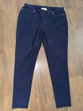 EUC Michael Kors Navy Skinny Ponte Pants with Gold-Tone Studs